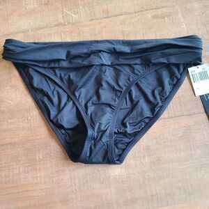 La Blanca Womens Island Goddess Shirred Band‎ Hipster Bikini Bottoms Black 16 US
